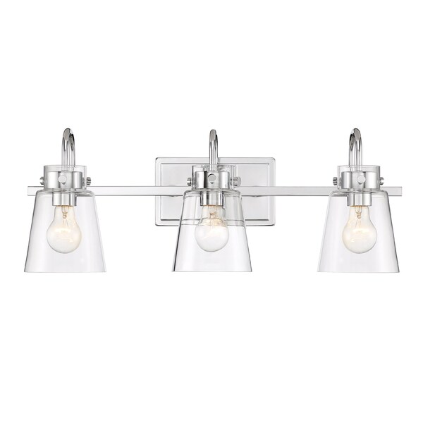 Designers Fountain Inwood 24in 3-Light Chrome Modern Indoor Vanity Light with Clear Glass Shades D214M-3B-CH - main
